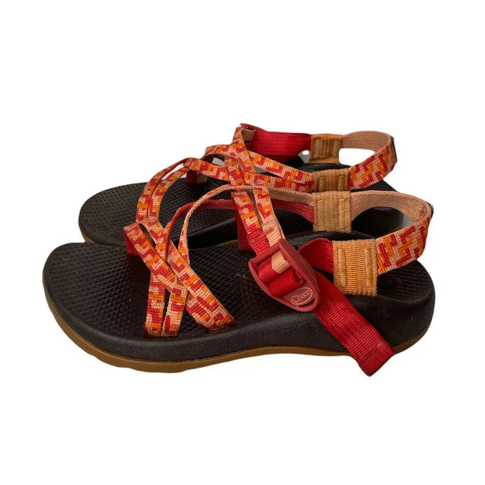 Girls Chaco ZX1 Ecotread Helix‎ Peach & Orange Sport Sandals Size 4